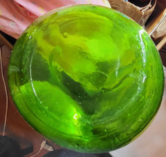 RARE VTG 1960s GREEN STRETCH MELTED 1/2 Gallon GLASS WINE BOTTLES VASES 18&Prime;
