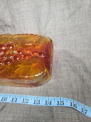 Vintage Amberina Glass Embossed Decanter Bottle Grape Design round Bubble top 14