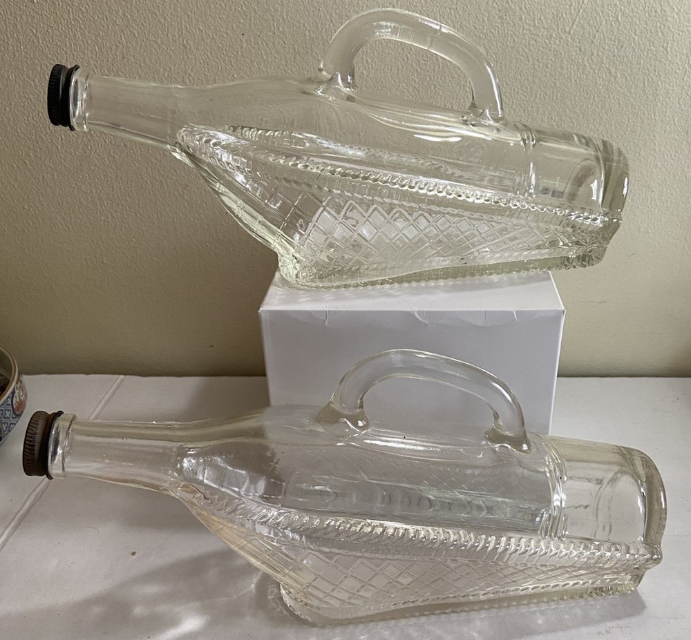 Pair Of London Winery Wine Bottle/Basket with Handle/Original Screw-on Lid/Logo