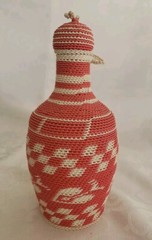 Vintage Demijohn French Liquor Bottle Plastic Wicker Woven Nice!