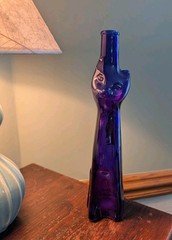Blue Happy Cat Wine Bottle 13&Prime; 1 Free Cork Of Choice RHEINHESSEN-RIESLING Empty