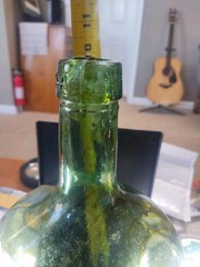 Vtg VIRESA Green Iridescenct 10&Prime; Wine Jug Patina Glass Bottle Carboy Demijohn