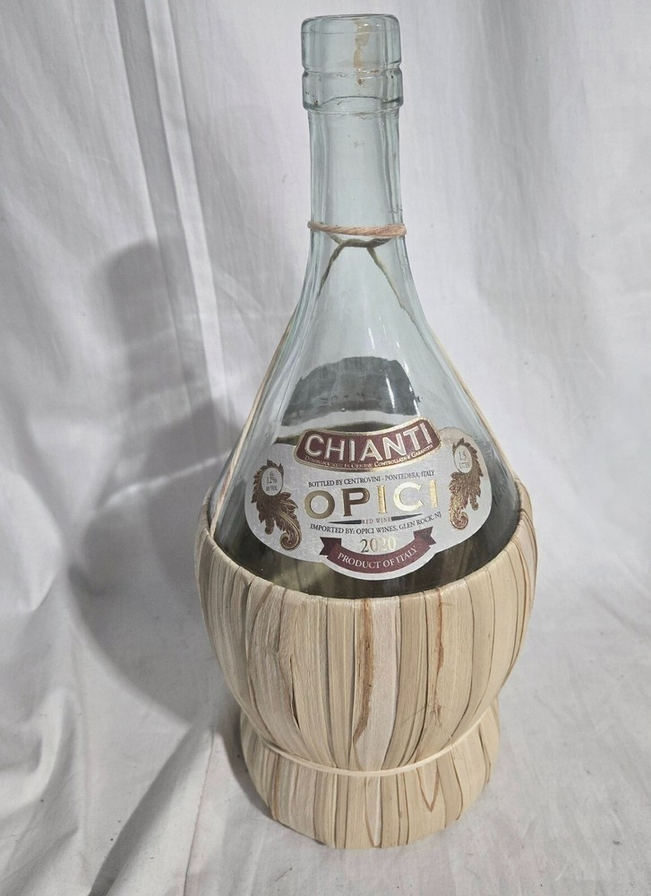 2020 Italy Chianti Opici Wine Bottle Leaf Wrapped Empty 1.5 Liter