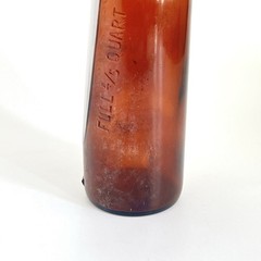 Vintage Brown Wine Bottle With Flat Side Full 4/5 Quart 11.5”