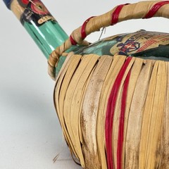 Vintage 1970 Chianti Fiasco Straw Empty Bottle Wrapped Italy 1 Qt Decor 11&Prime; Aqua