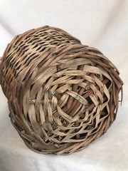 Vintage French Glass Demijohn Wine Bottle Wicker Rattan, 13” Tall