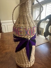 Mexican Straw Bottle Holder Insulator Tan Cooler