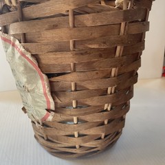 Vtg Wicker Wrapped Demijohn Dalmau Tarragona Green Glass Wine Bottle 13”h x 8.5”