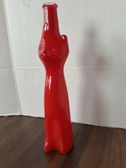 Red Happy Cat Glass Wine Bottle 13 in. Collection Fun Cats! 🐱