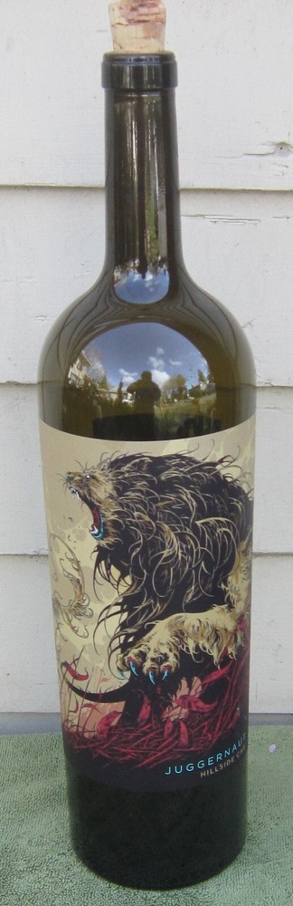 Large JUGGERNAUT WINE CO Dark Green 300cl/3L BOTTLE 2017 Hillside Cabernet 19&Prime;