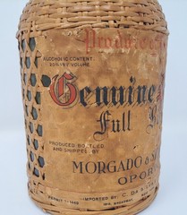 Vintage Portugal Wine Bottle Wicker Wrapped Empty Glass Bottle BIN27