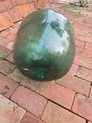 Vintage Green Glass Demijohn Bottle