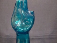 MOSELLAND « CAT » TEAL GREEN EMPTY LIQUOR BOTTLE W/ CAT CORK