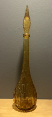 Vintage 22&Prime; MCM 1960s Italy Rossini Empoli Amber Bamboo Genie Decanter Bottle #2