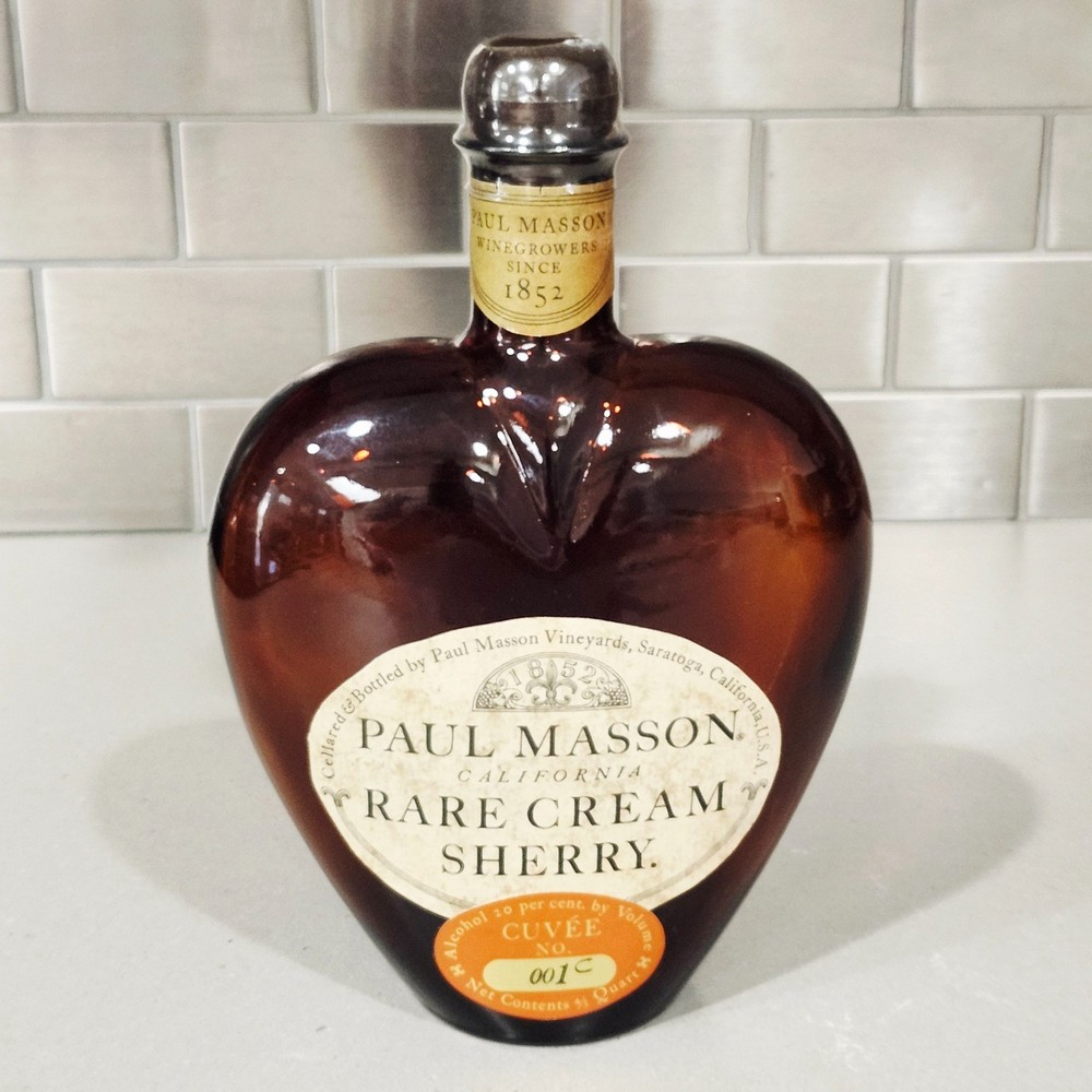 Paul Masson Sherry Empty Bottle Heart-Shaped Cuvee No.001C California Rare Cream