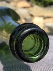 Vintage 1979 Perrier Joet Hand Painted Flower Champagne Green Glass Bottle Empty