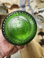 Antique 1960s Ripple Bottle Green