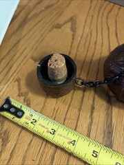 Vintage Tooled Leather Covered Wine Decanter 8” Tall Liquor MCM Oil See Photos