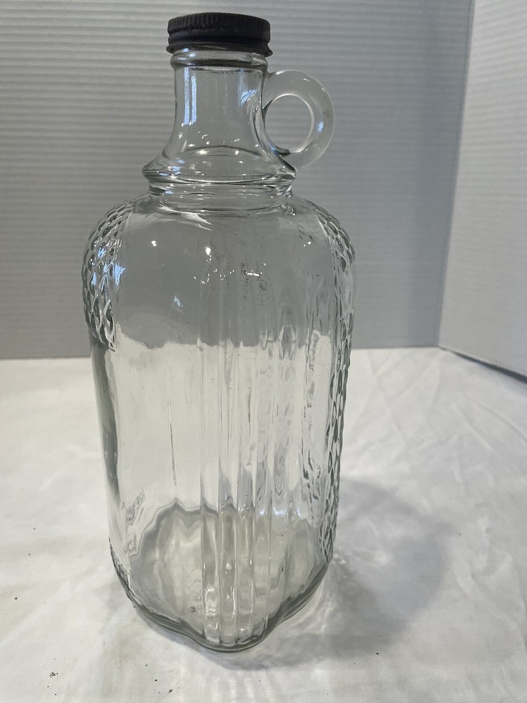 Vintage Rare Embossed Half Gallon Glass Wine Jug