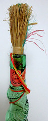 Vintage Italian Chianti Wine Bottle 20 Inch Green Glass With Rattan & Cork