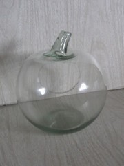 Glass Demijohn Carboy Apple Pumpkin Shaped Wine Jug Terrarium Planter 6.5&Prime;