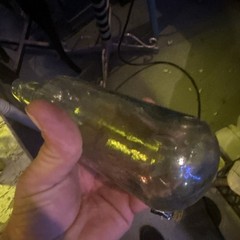 Clear Glass Wine Bottle Collectible Modern Long Neck Decorative- round bottom!