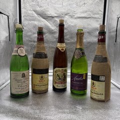 Lot Of 5 Empty Vintage Wine Bottles Siglo Wrapped, Thomas Vin, André, Paul Mason