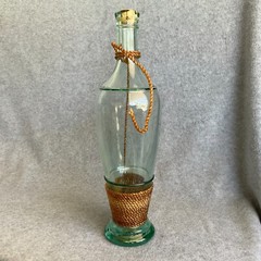 Vintage Tall Chianti Empty Wine Bottle in Straw Wicker Basket 12&Prime; – Beautiful!