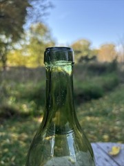 Vintage Olive Green Wine Bottle Pair