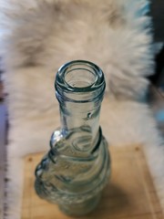 VTG Italian Fish Shaped Wine Bottle Aqua Glass Beach Nautical 13&Prime; . MINT
