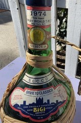 1974 Wrapped Bigi Empty Green Wine Bottle Pint Dry Italy