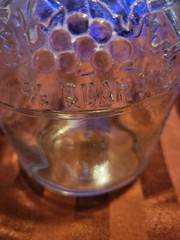 Vintage 4/5 QUART Clear GLASS WINE BOTTLE DECANTER GRAPES & LEAVES 8” Tall