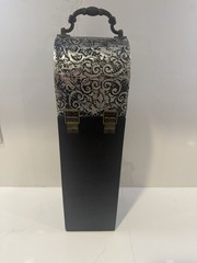 Vintage Wine Bottle Box Black And Silver With Clasp Great For Gifting Wine
