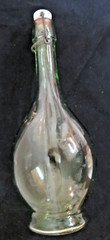Antique Large Emerald Green 12&Prime; Wine Bottle blown bubbles footed wire stopper