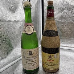 Lot Of 5 Empty Vintage Wine Bottles Siglo Wrapped, Thomas Vin, André, Paul Mason