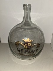 Antique French Blown Glass Gallon MERLOT Bottle Wine Large 13” See Discription