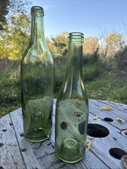 Vintage Olive Green Wine Bottle Pair