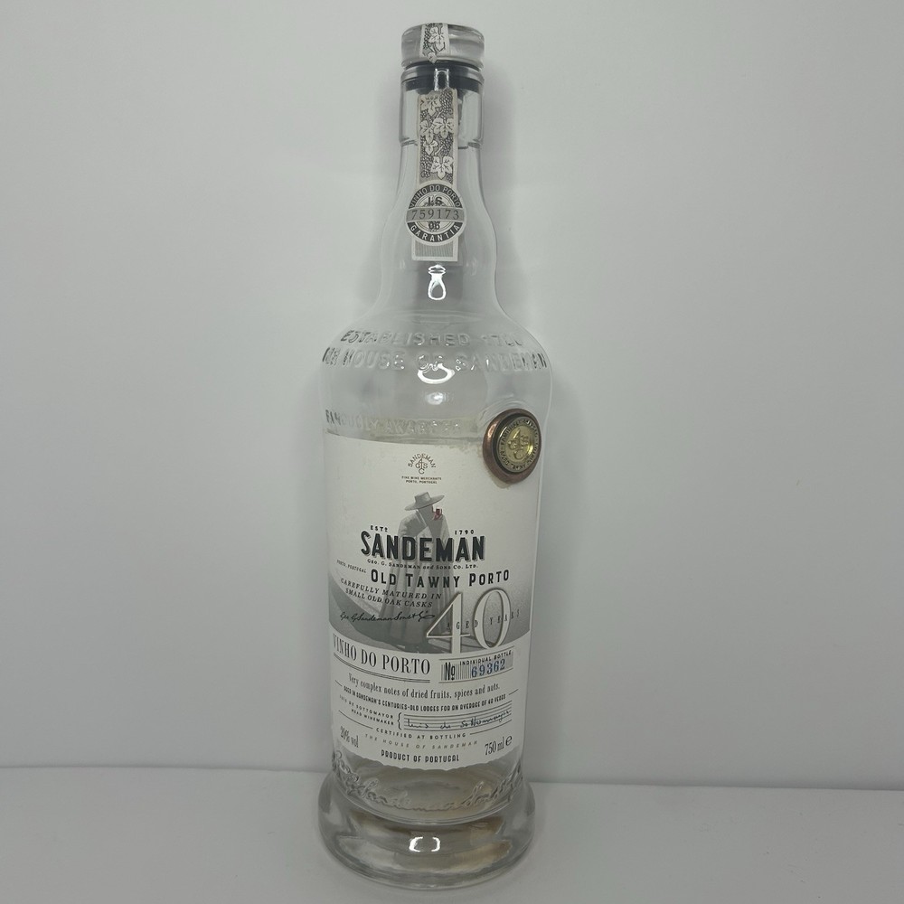 Sandeman Old Tawny Porto Aged 40 Years 750ml Empty Bottle W/ Glass Cork