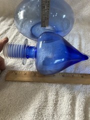 Vintage Blue Mid Century Beehive Bubble Pier One Glass Decanter W Flame Stopper