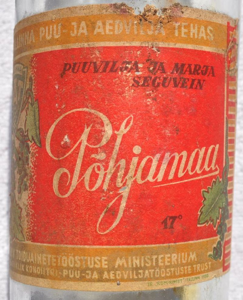 1950 USSR Russia Soviet Estonia POHJAMAA Mixed Berries Wine Bottle w Label