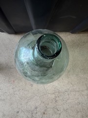 Antique Aqua Glass Demijohn Bottle Large Wine Whiskey Cider Jug 12” Tall