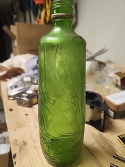 Antique 1960s Ripple Bottle Green