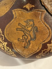 VTG Italian Leather Wrapped Decorative Wine Bottle w/ Wood Stopper RARE Italy