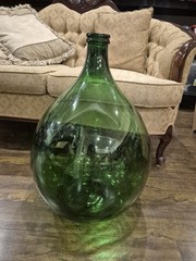 Emerald Green Glass Large Demijohn Wine Bottle Carboy EUC