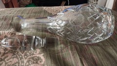 Vintage Cut Glass Crystal Wine Decenter Clear Crystal 3 Rose Around Wine Bottle