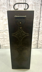 Old Vintage Wine Bottle Box Dark Brass and Wood Elegant Collectible Piece India