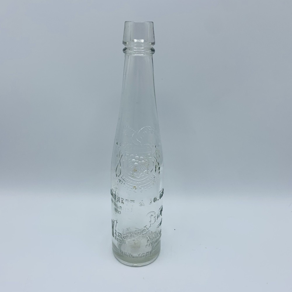 Garrett & Co Virginia Dare Wine Bottle New York Clear Glass 2/5 Pint Embossed