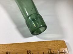 Antique Vtg. Hand Blown Wine Bottle Torpedo Round Bottom Green Glass 8”
