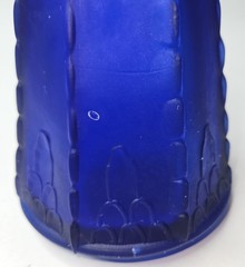 Vintage MCM Pair Morey Mallorca Frosted Cobalt Blue Glass Wine Bottles 11 1/2&Prime; T