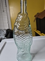 Vtg Empty Italian Fish Shaped Wine Bottle 13.5” Pescevino Glass Beach Nautical